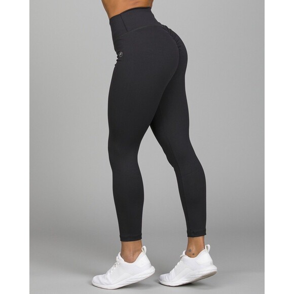 ABS2B Fitness athletic booty scrunch 7/8 crop high waist gym leggings Black M - Picture 1 of 7